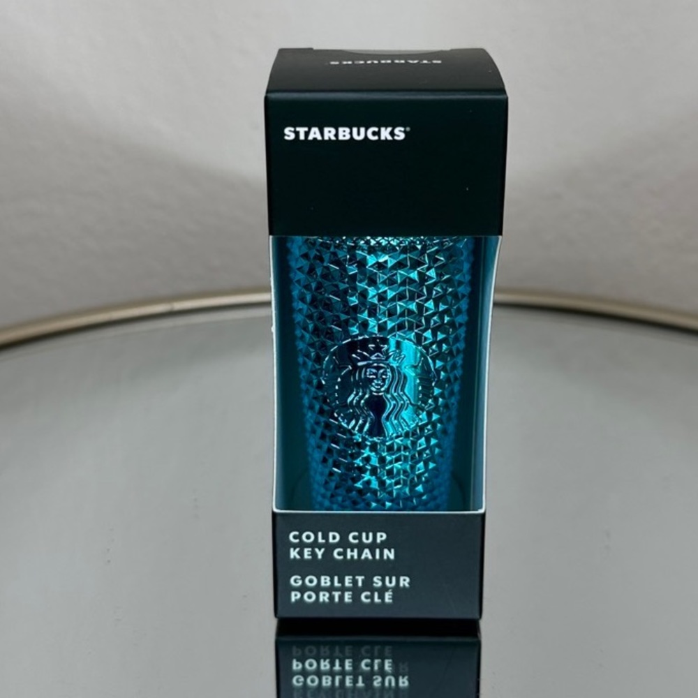 Starbucks Summer 2023 Blue Metallic Splash Chrome Bling Studded Mini Tumbler